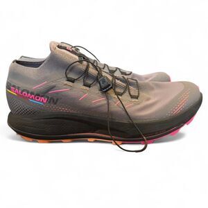 Salomon Pulsar Trail Pro 2 Trail Running Shoes Mens 9.5 Womens 11 Gray Pink